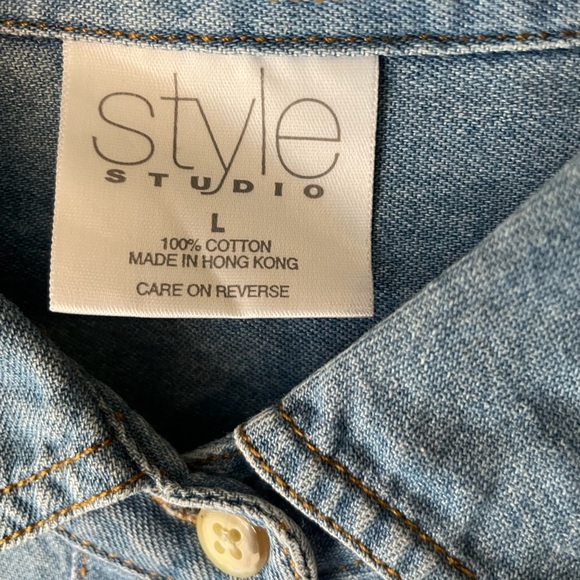 Vintage Autumn Leaves Embroidered Denim Shirt - Picture 2 of 2